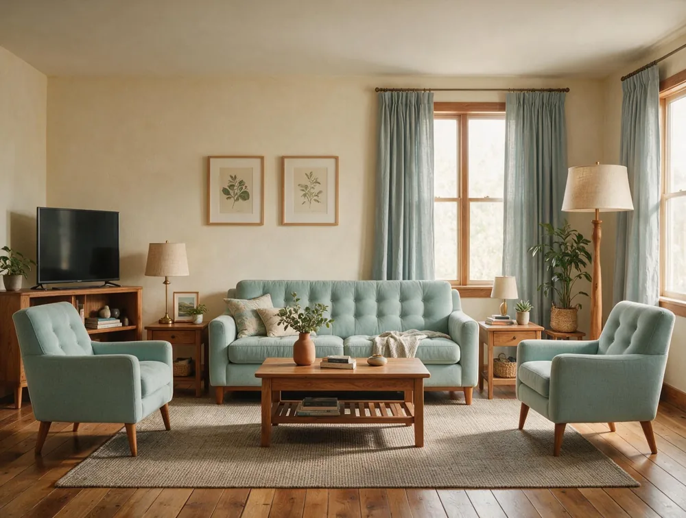 Sala moderna con sofá y poltronas fabricada por Mobiliario Cronos